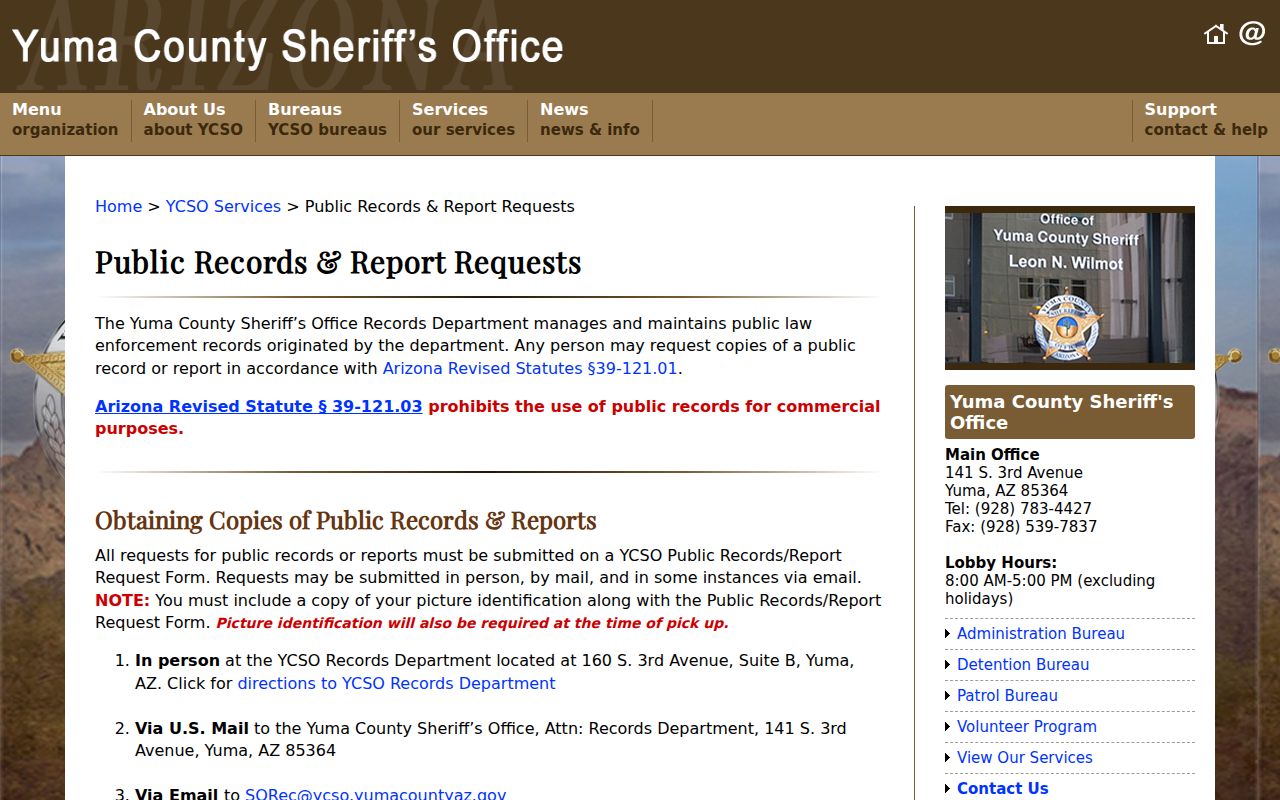 Yuma neighbors research using official sheriff report services