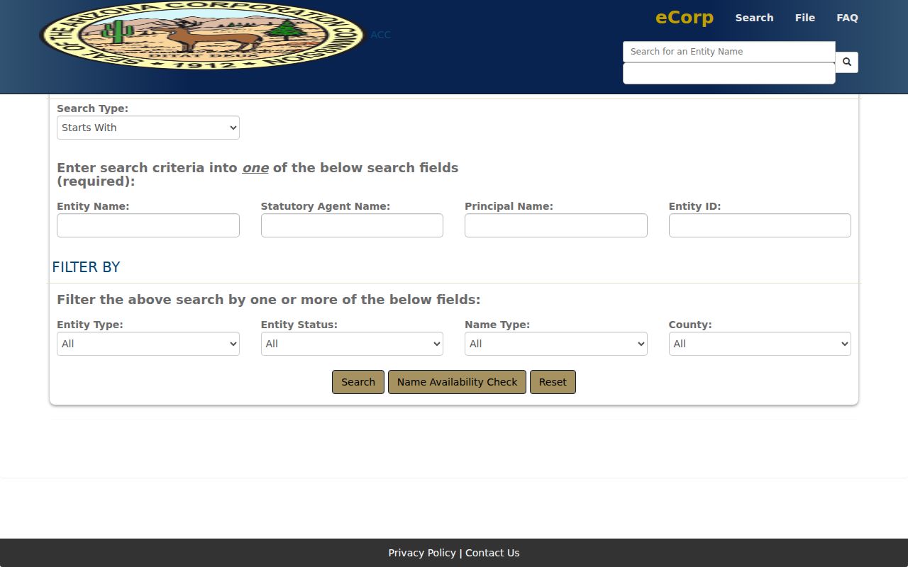 Yuma resident lookup through the Arizona corporation entity search